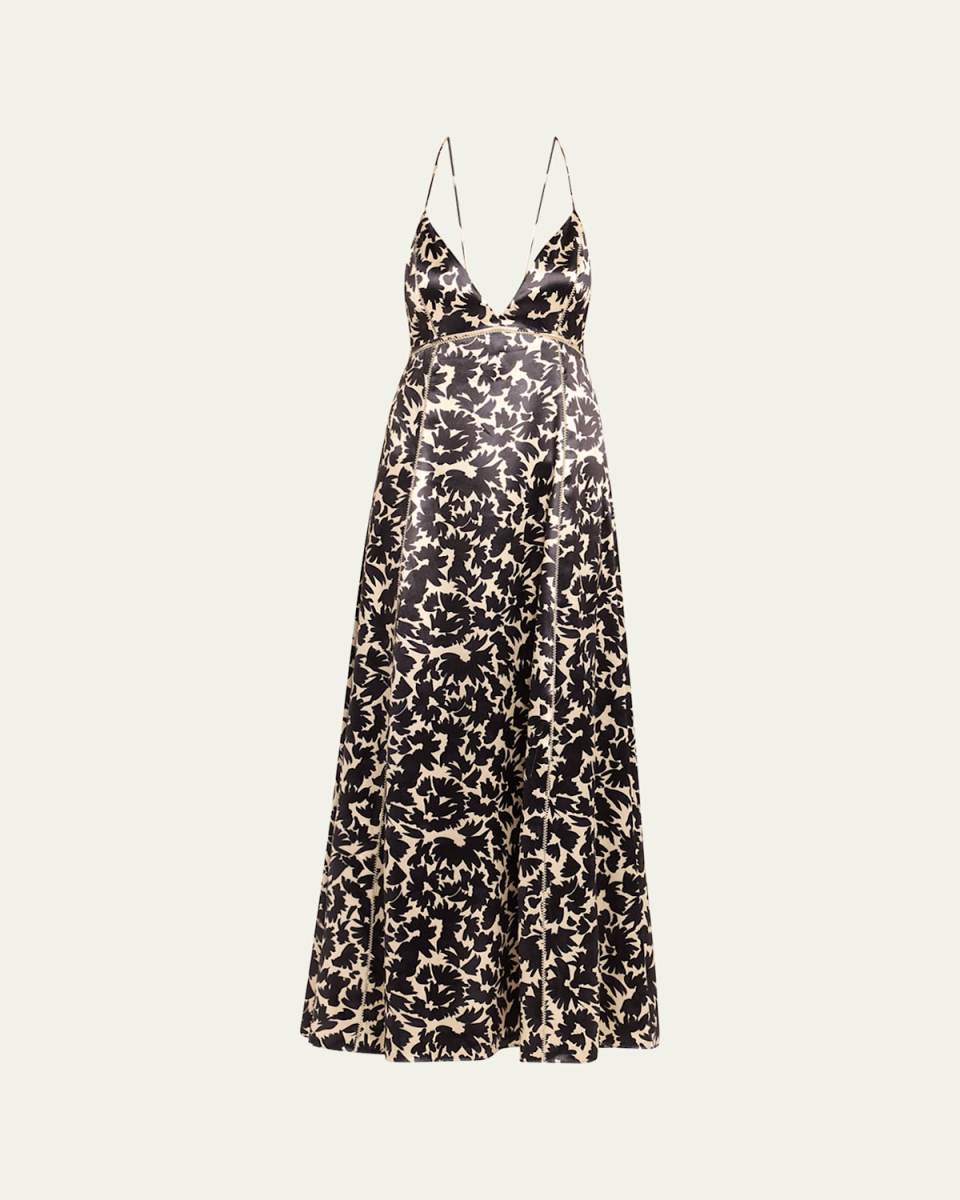 Evie Floral Satin Midi Dress